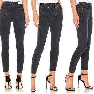 RE/DONE Originals High Rise Ankle Crop Jeans Worn Black Size 25